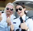 Richard Branson with a Young Female Pilot